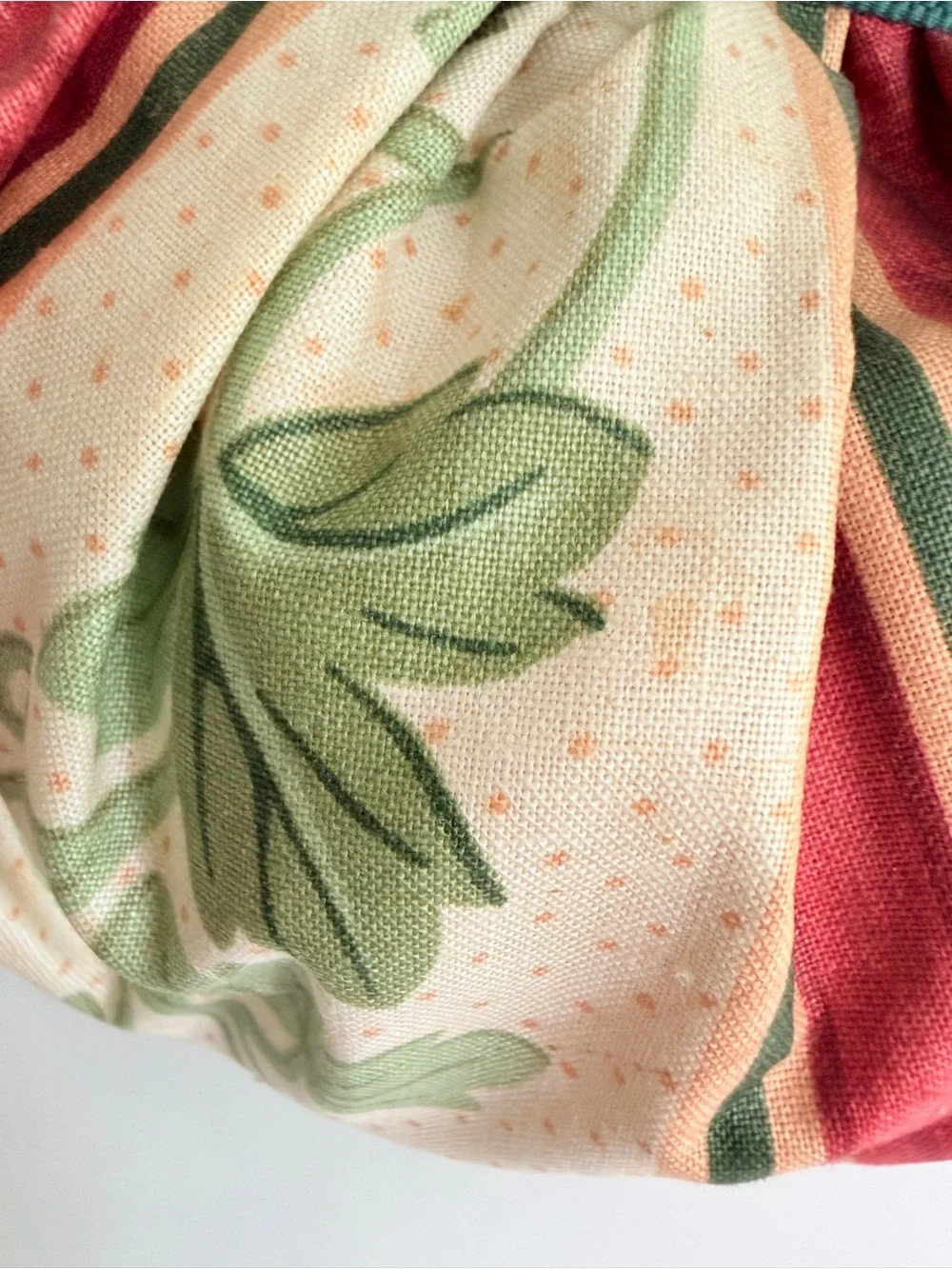 vintage fabric pouf flower vase with wire frog grid arranger cottagecore 1980s